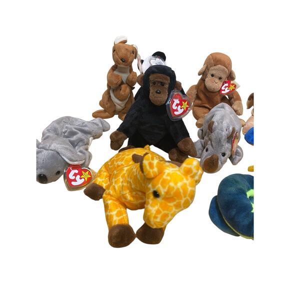 Ty Beanie Babies Lot Of 10 Zoo Animals Mel Hissy Congo Pouch Twigs Spike Jabber - Picture 2 of 5